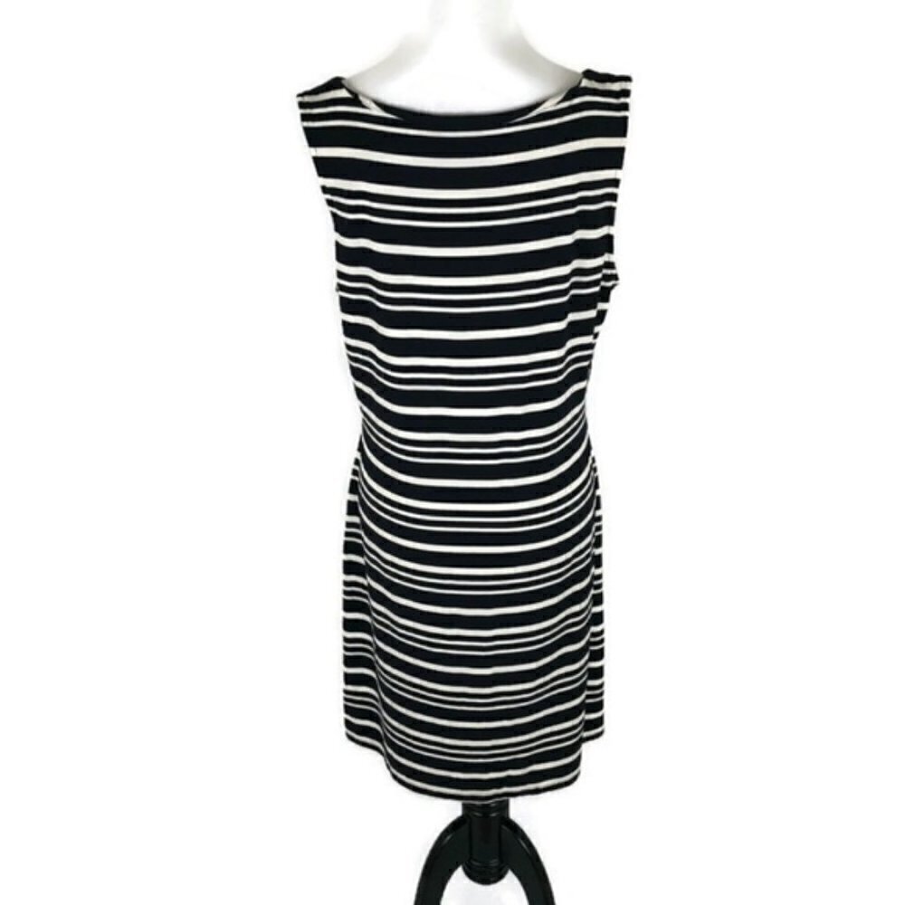 Cremieux Midi Sheath Dress Striped Size Large Nautical Theme - Picture 5 of 7
